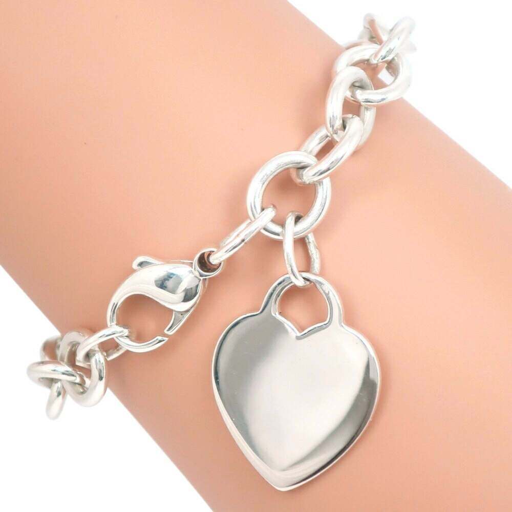 TIFFANY Authentic Silver Heart Charm Bracelet